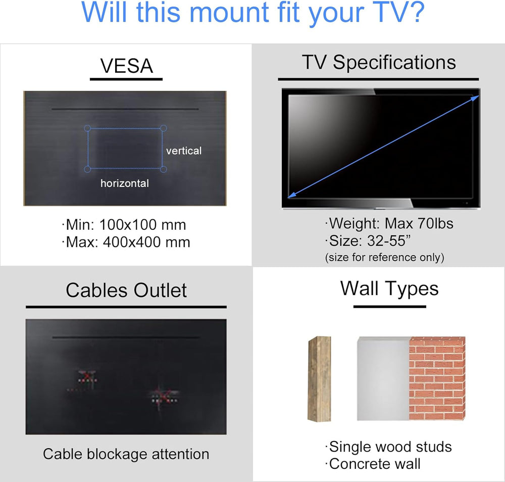 Soporte de TV Ajustable Suptek, Brazo Giratorio MAFD-L400