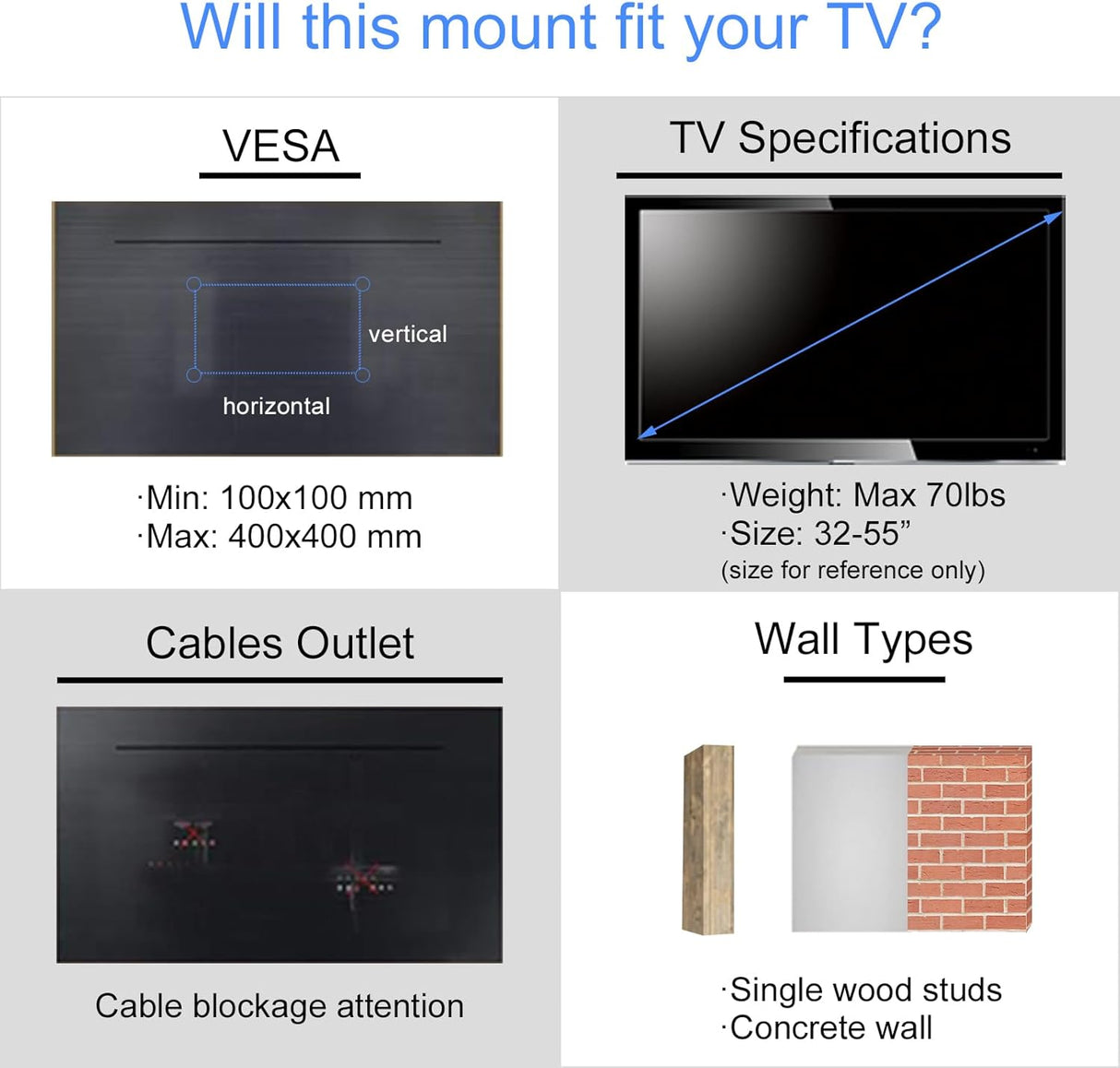 Soporte de TV Ajustable Suptek, Brazo Giratorio MAFD-L400