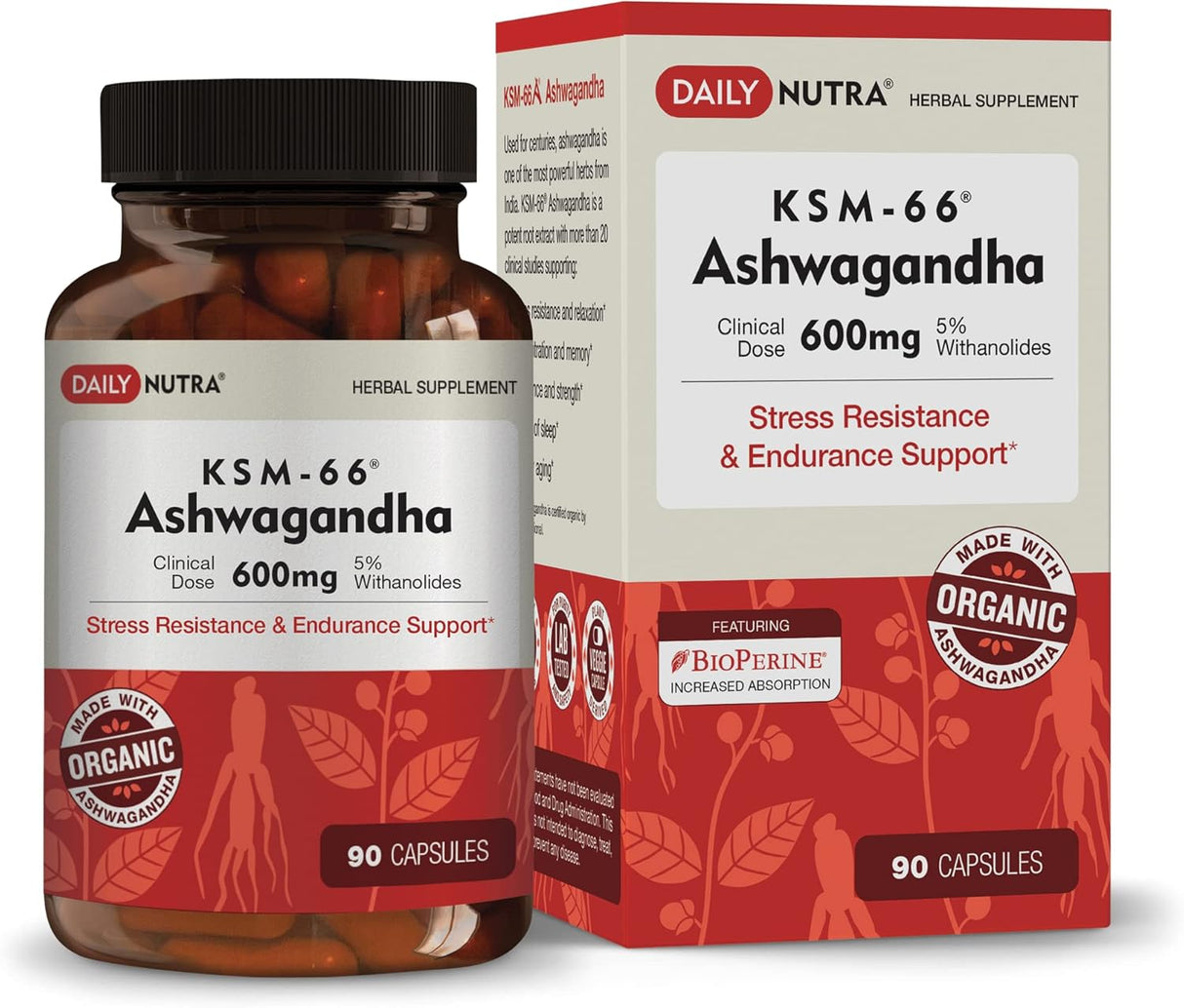 Suplementos Alimenticios Ashwagandha Extracto de raíz 600 mg