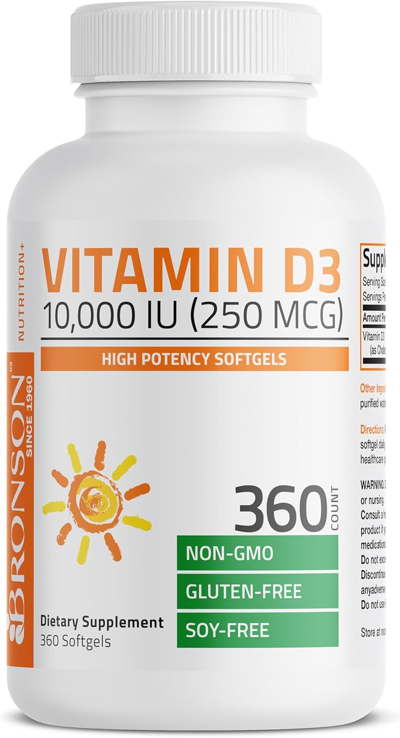 Bronson Vitamina D3 10,000 IU Alto Potencia 360 Softgels