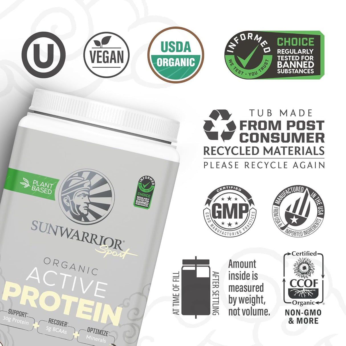 Proteína Vegana Sunwarrior Orgánica 20 Serv. Sabor Vainilla