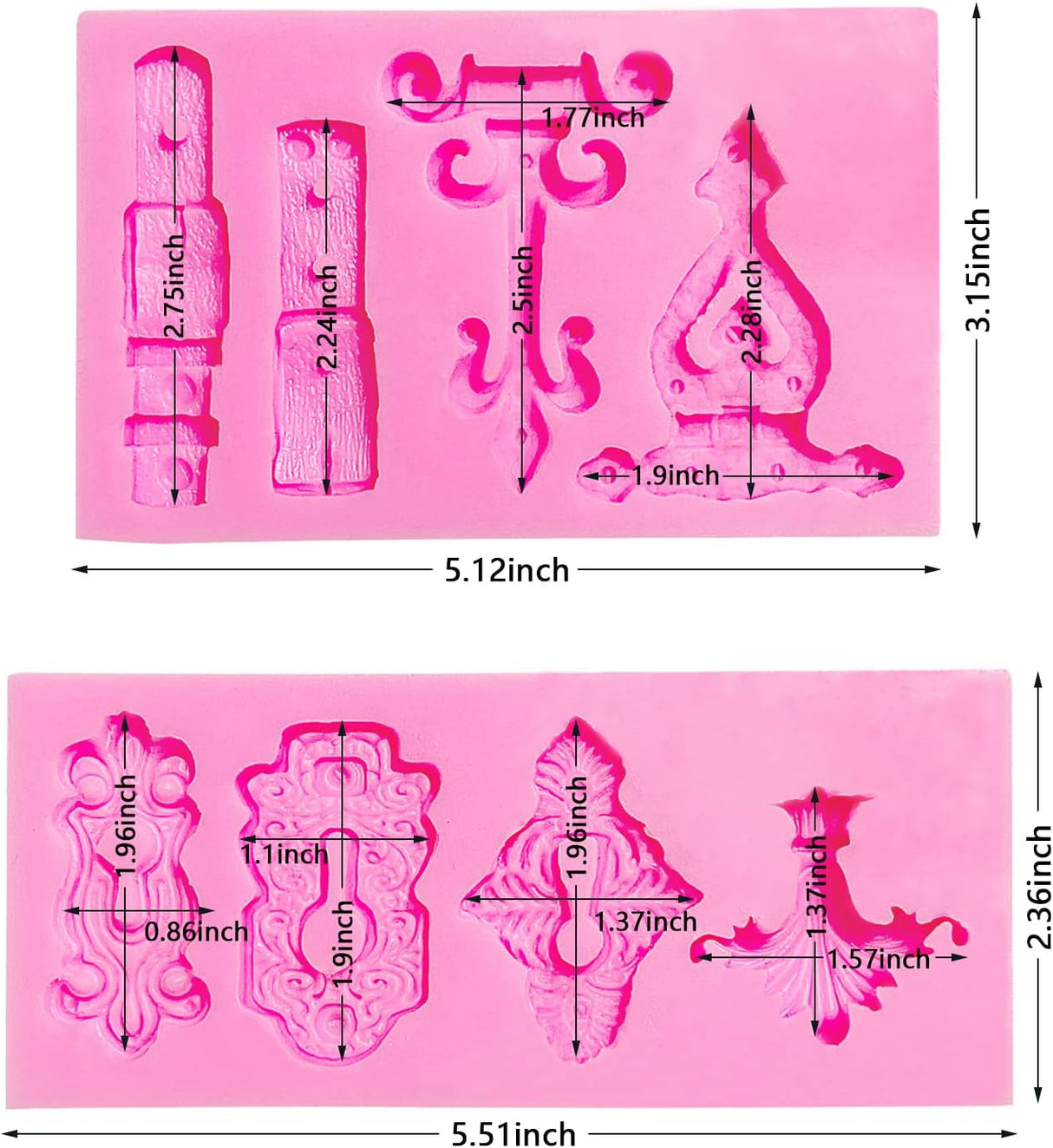 Moldes de arcilla polimérica vintage con agujero rosado