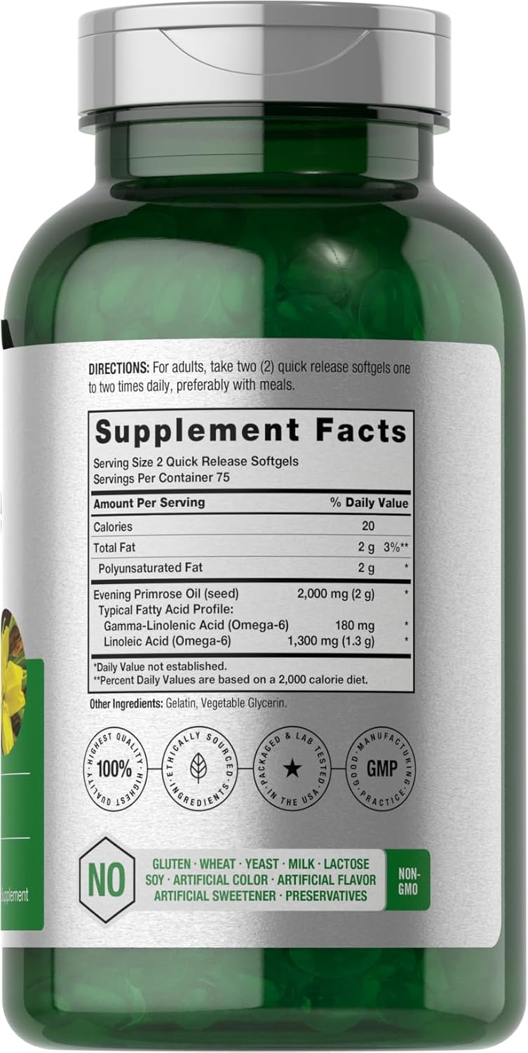 Suplemento Horbaach Cápsulas de aceite de onagra de 2000 mg