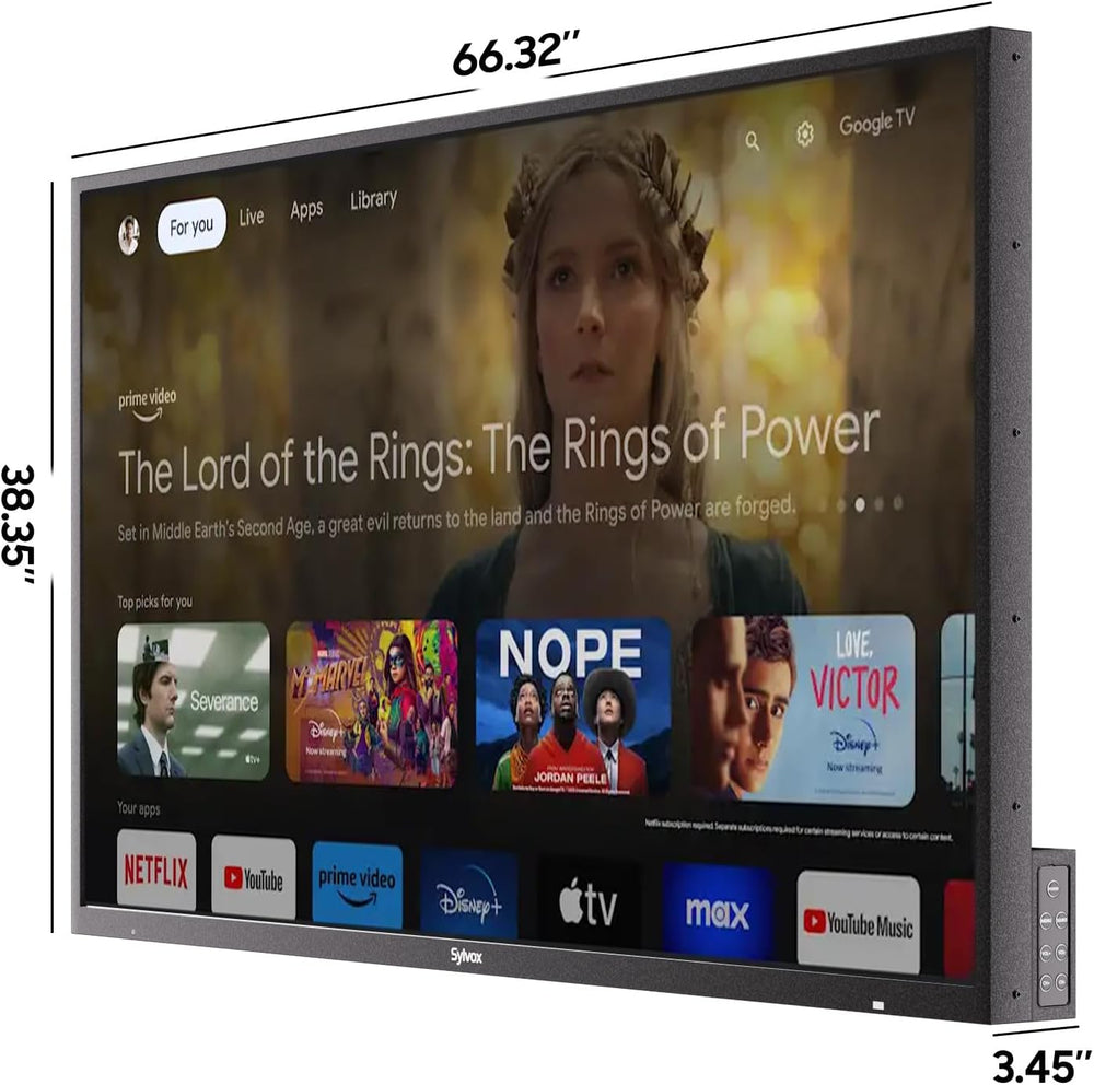Televisor Outdoor 75 SYLVOX QLED 4K, 2000 Nits, IP55, 2024