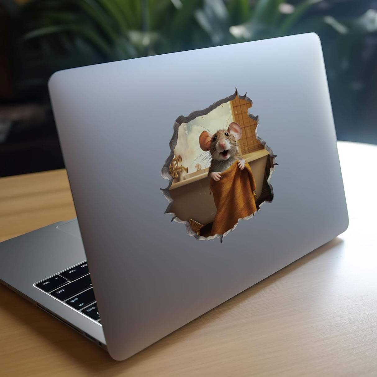 Pegatina de pared 3D con agujero de ratón para baño