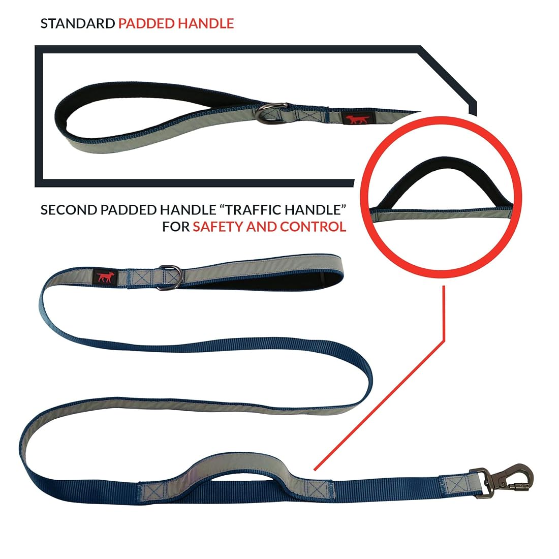 Correa para perro resistente correa de doble asa