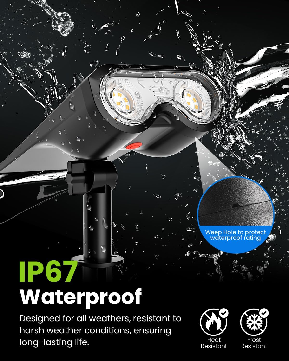 Reflectores Solares para Exterior, IP67, 3 Modos de Luz