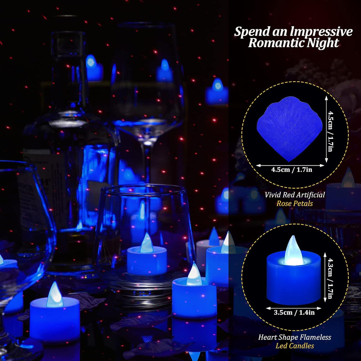 Pétalos de Rosa Artificiales Coume con 72 Velas LED Flameless