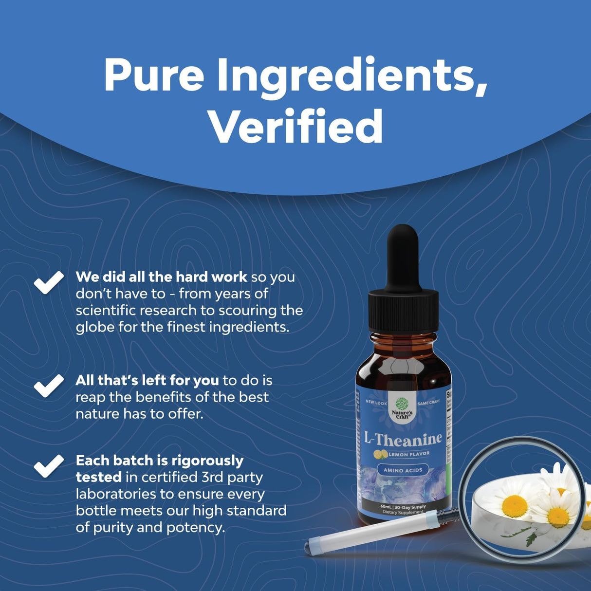 Gotas líquidas de L-teanina de alta absorción suplemento