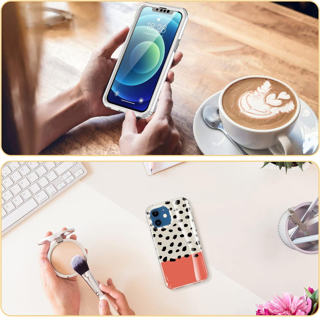 ESDOT Funda para iPhone 12, iPhone 12 Pro con protector de pantalla integrado, funda resistente con diseños de moda para mujeres y niñas, funda protectora para iPhone 12/12 Pro de 6.1 pulgadas, bonito patrón de leopardo