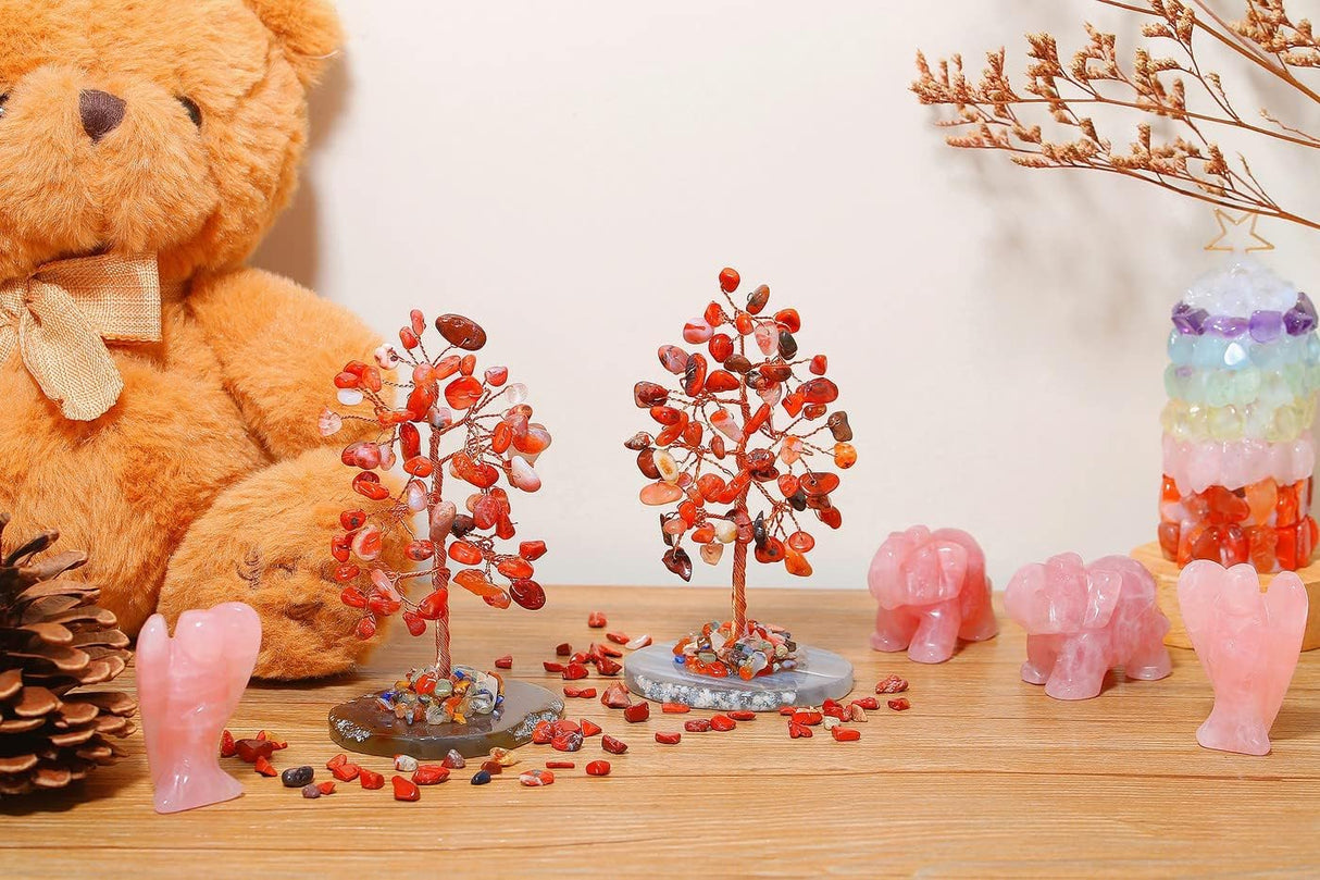 Árbol de cristal de ágata cornalina roja, cristales