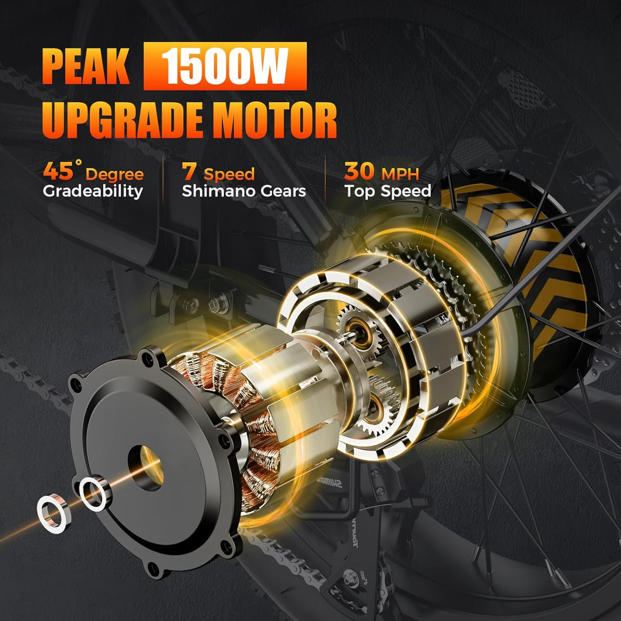 Bicicleta Eléctrica Jasion RetroVolt 1500W, 30MPH, 70 Millas