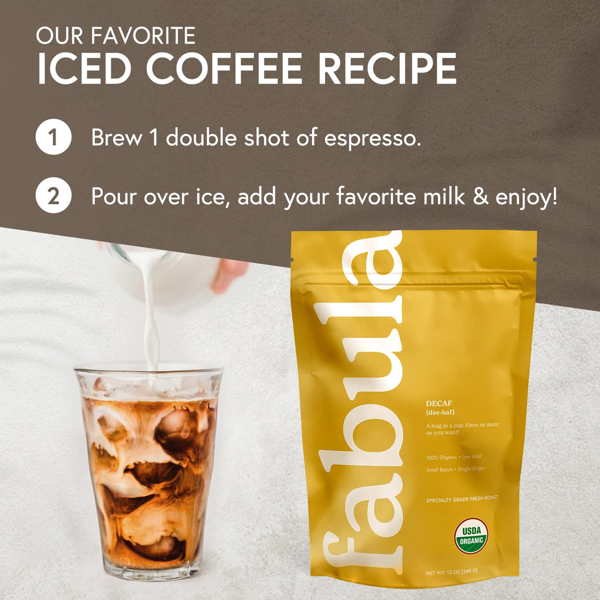 Café Decaf Orgánico Fabula, Bajo Acidez, 12 Oz, Tueste Medio