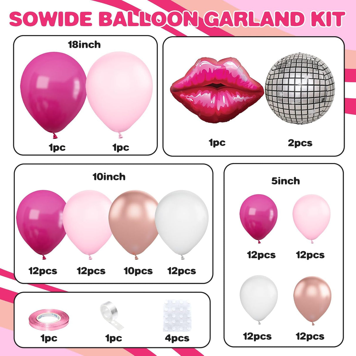 Arco Decorativo para Fiesta con Globos y Bolas de Disco