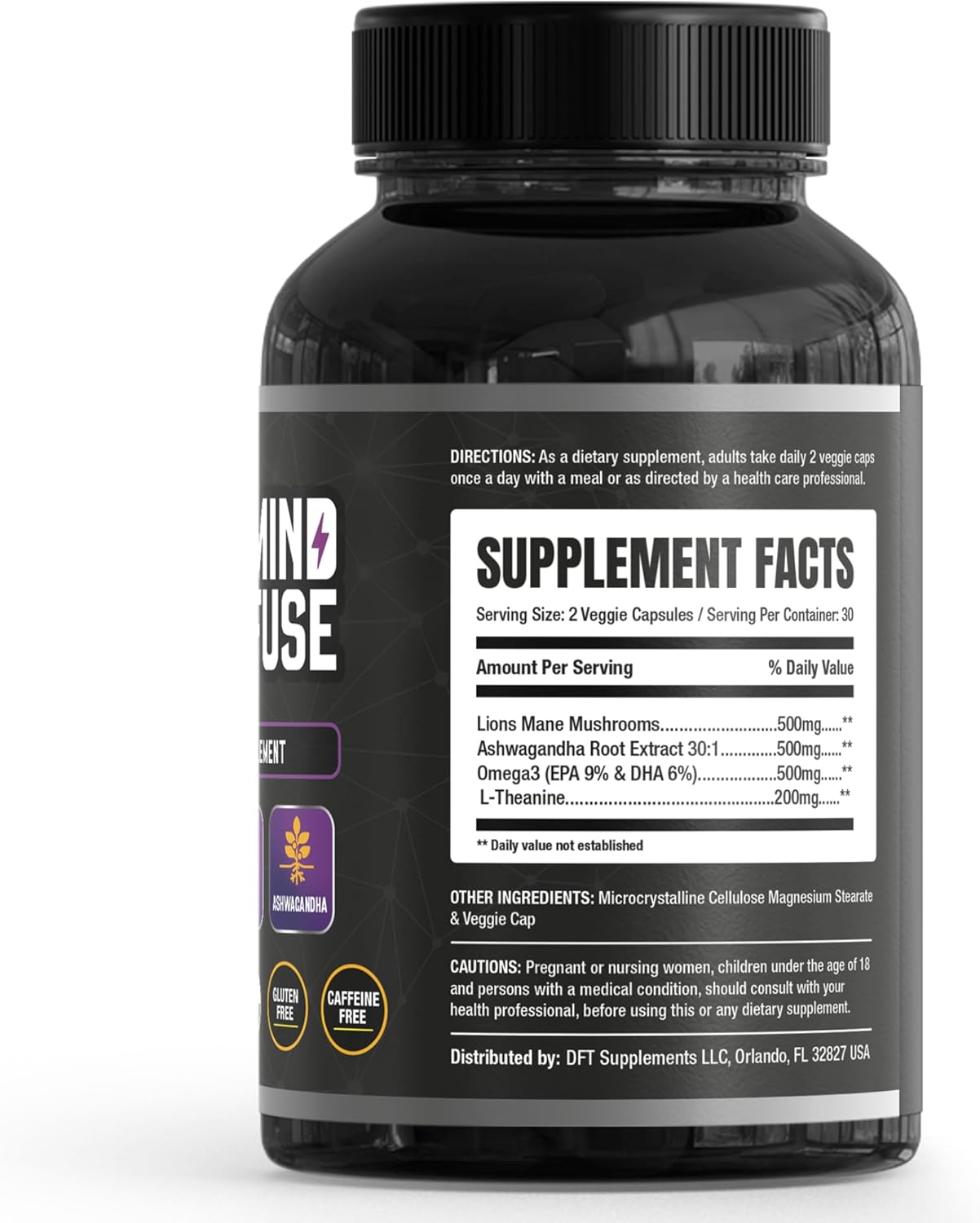 Suplemento Nootrópico Memoria - Lions Mane, Ashwagandha, Omega 3