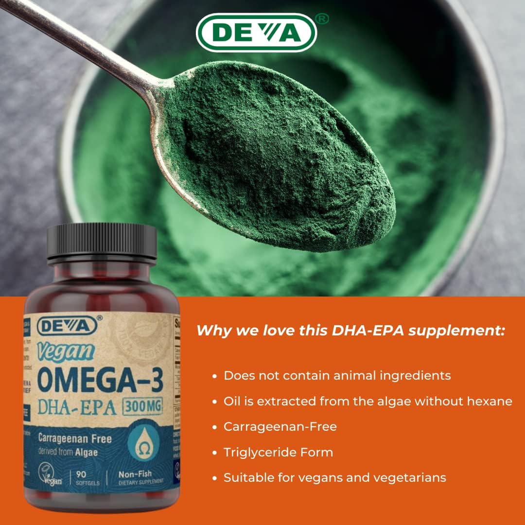 Deva Omega-3 Vegano Suplemento, 90 Softgels