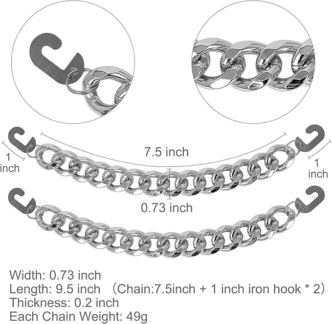 Cadenas para decoración de zapatos Croc, dijes de cadena de metal brillante plateado para adolescentes, hombres, mujeres, adultos, accesorios de zapatos