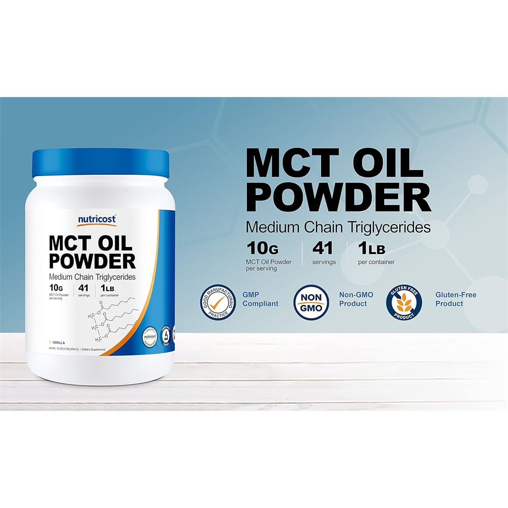 Suplementos Nutricost MCT aceite en polvo 1lb vainilla
