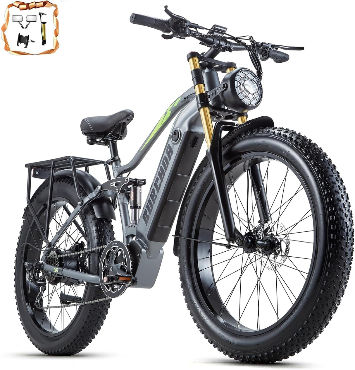 Bicicleta Eléctrica DAMSON 1000W 48V 30AH 26 Fat Tire Full Suspension