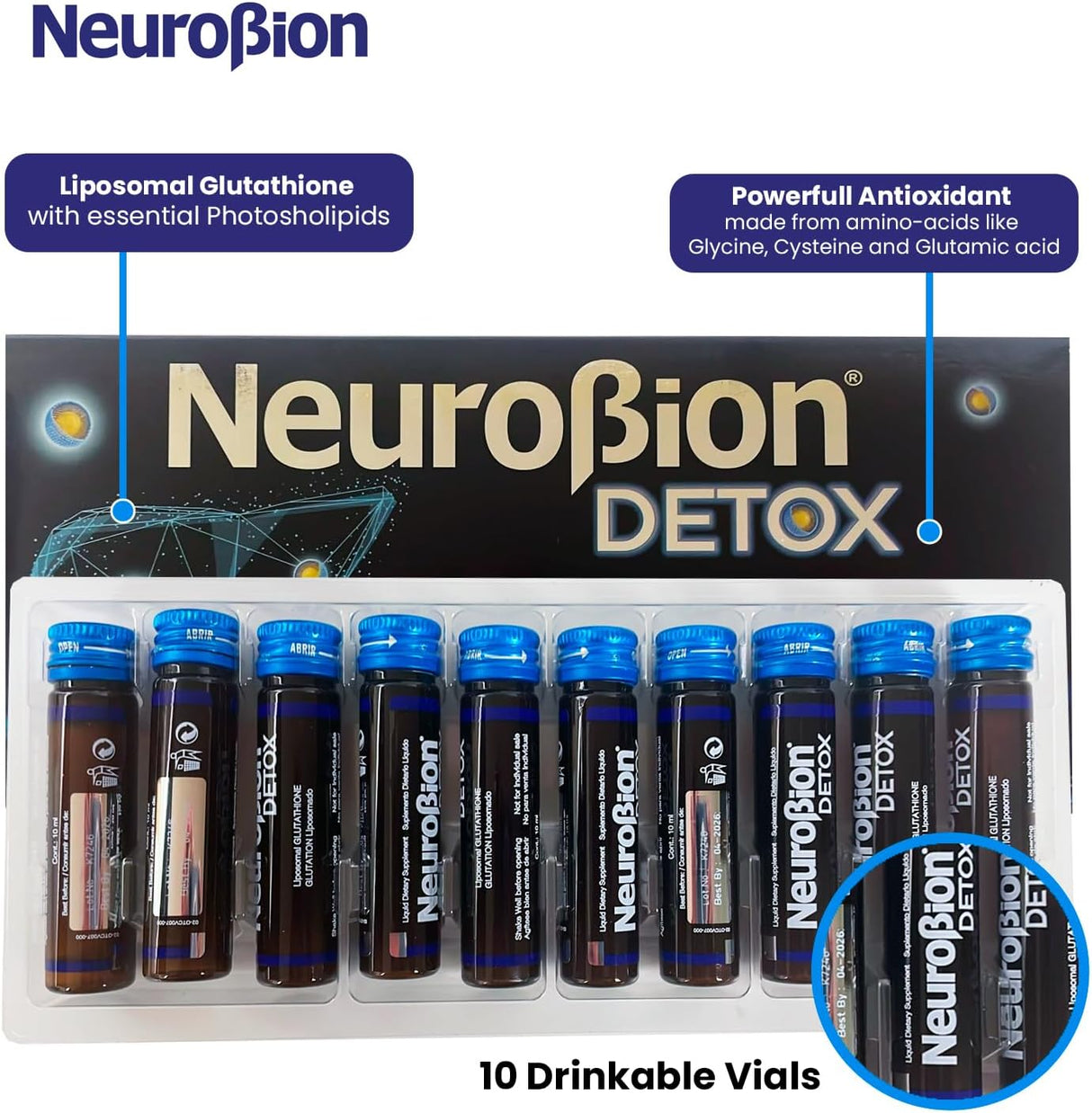 Neurobion Detox Glutatión liposomal Líquido Fosfolípidos 10u
