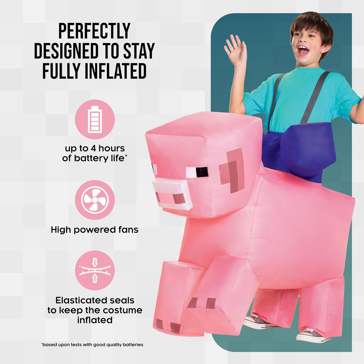 Disfraz Inflable de Cerdo para Niños, Minecraft, Talla 7-8