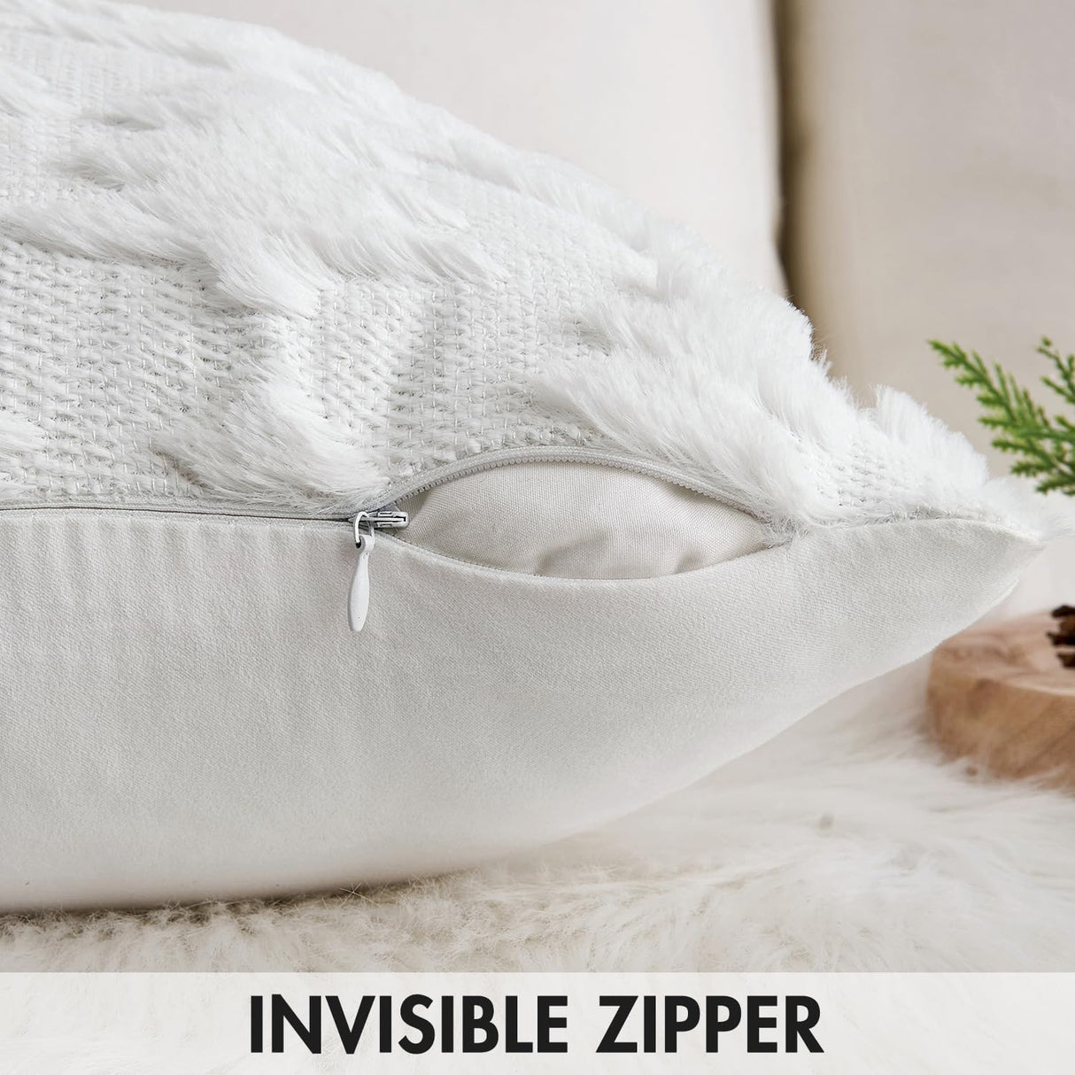 Funda de Cojín MIULEE 18x18 Inch Suave Peluche Set de 2