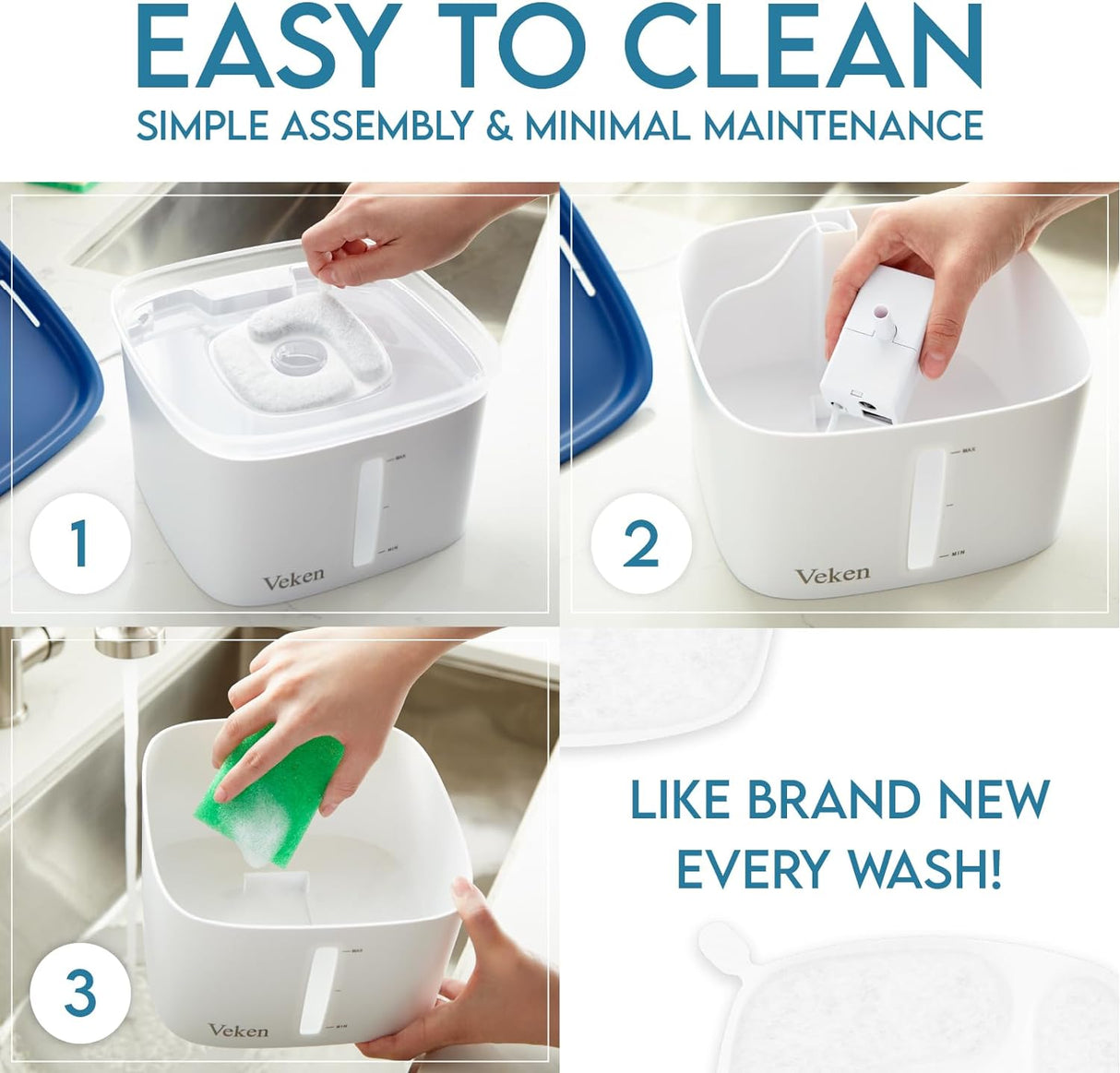 Fuente Automática para Mascotas Veken 2.8L con Filtros