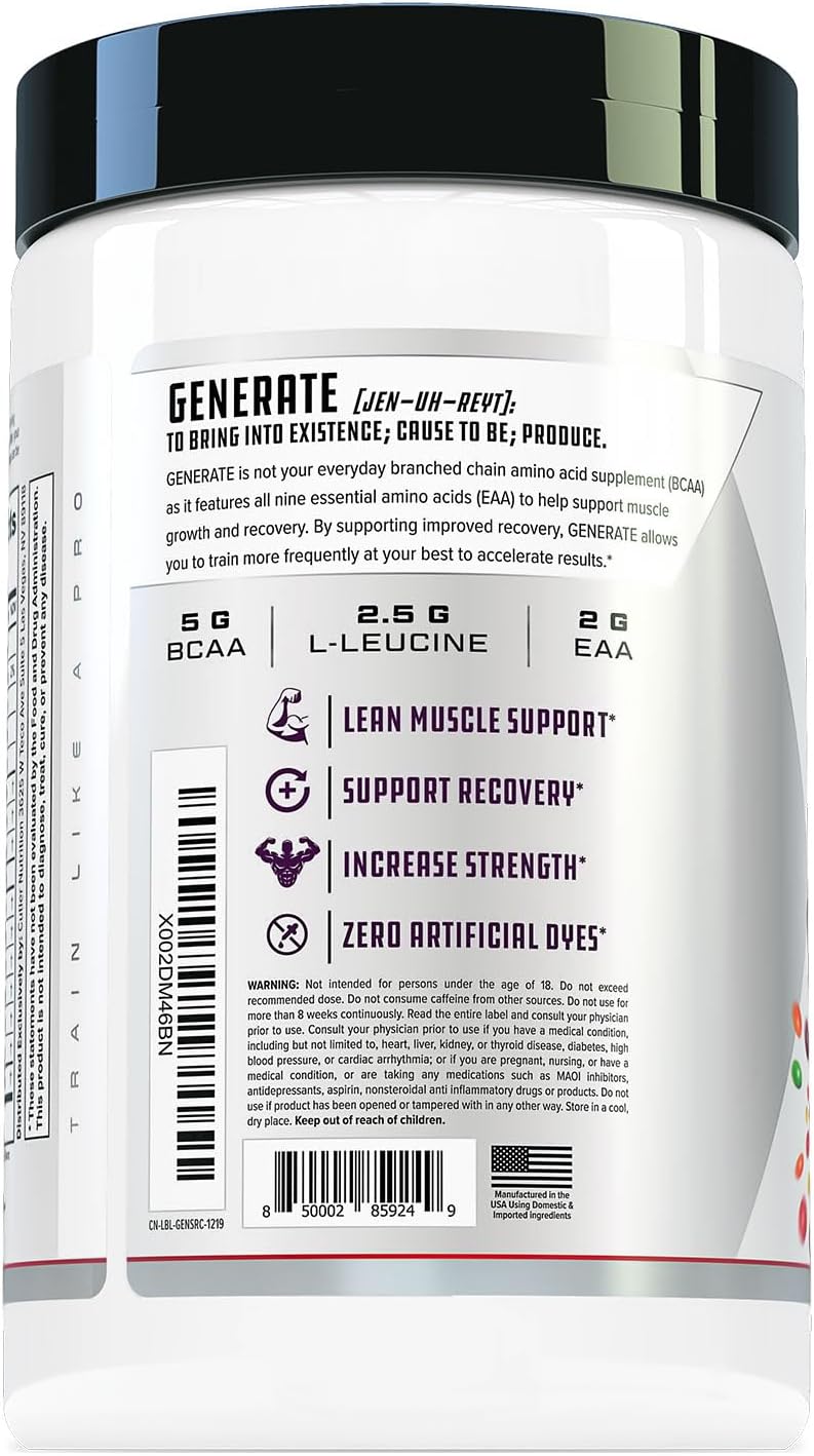 Suplemento de BCAA y EAA Cutler Nutrition, 5g BCAAs, 2g EAAs, 30 porciones