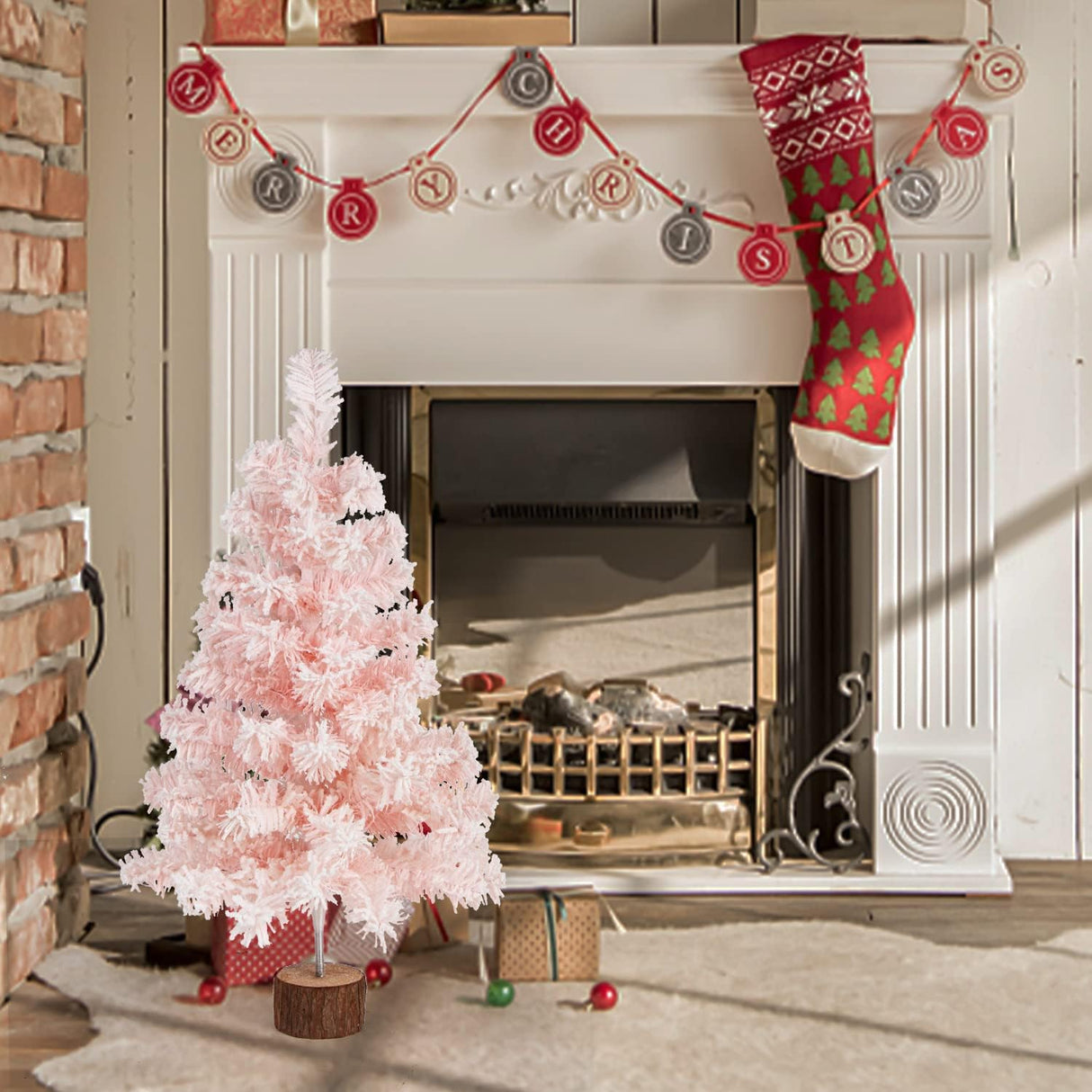 Árbol de Navidad Artificial Pequeño de 2 Pies con Nieve Flocking