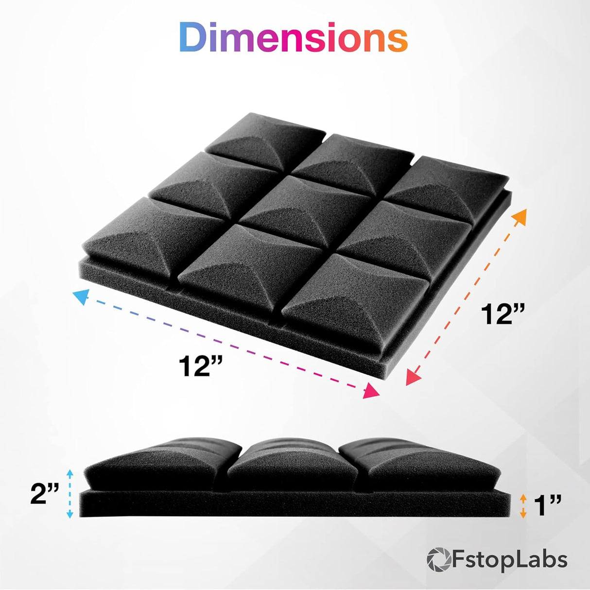 Paneles Acústicos Fstop Labs, 12 Piezas, 2'' X 12'' X 12