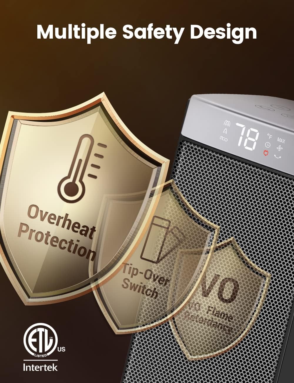 Calentador con calentamiento rápido de 1500 W, Negro