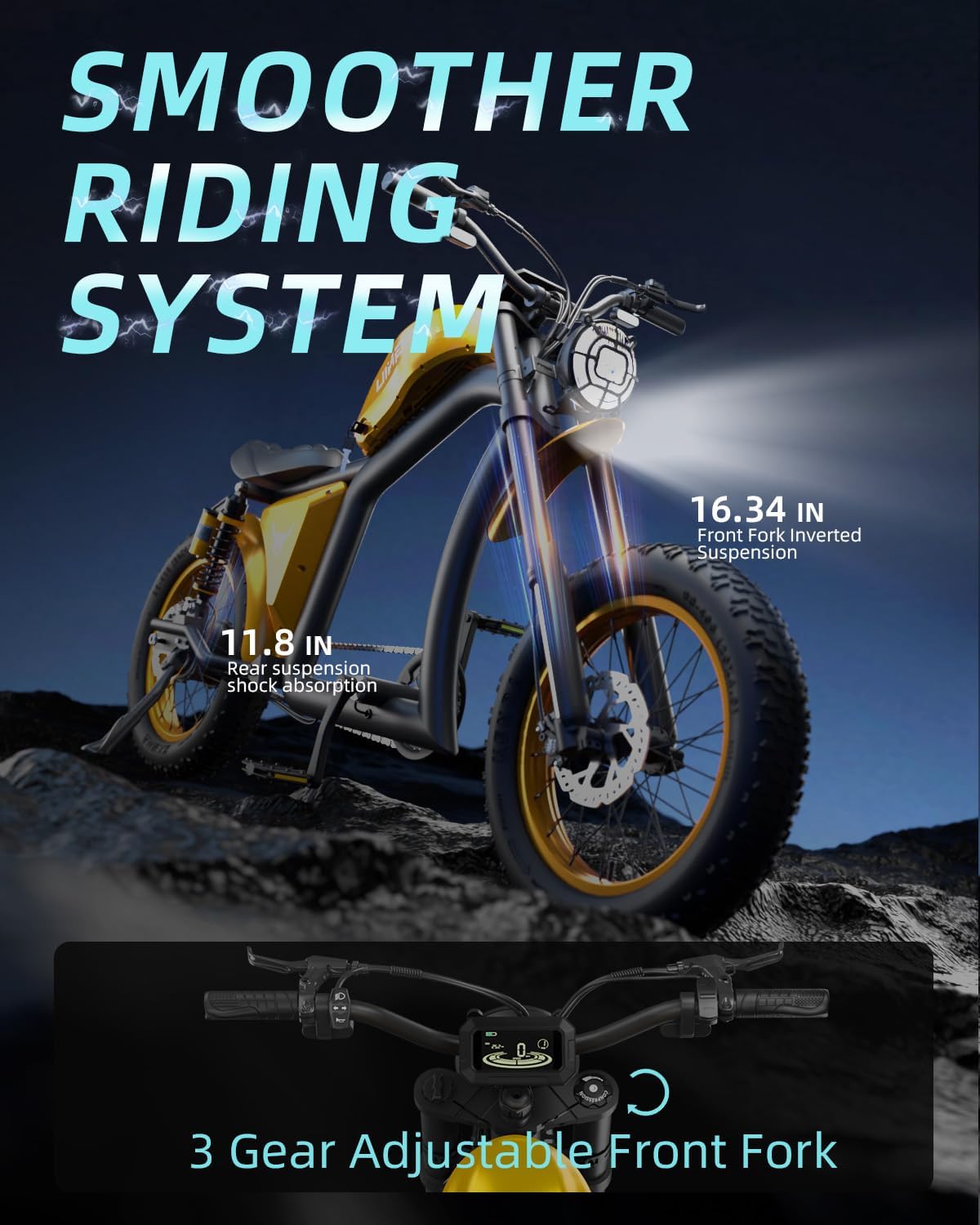 Bicicleta Eléctrica BG-X 1500W, 40 Millas, Doble Suspensión