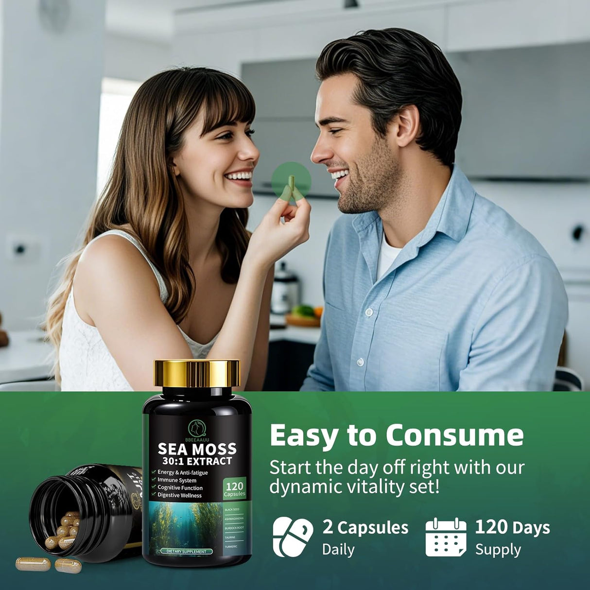 Suplemento Hombre con Shilajit y Sea Moss, 240 cápsulas