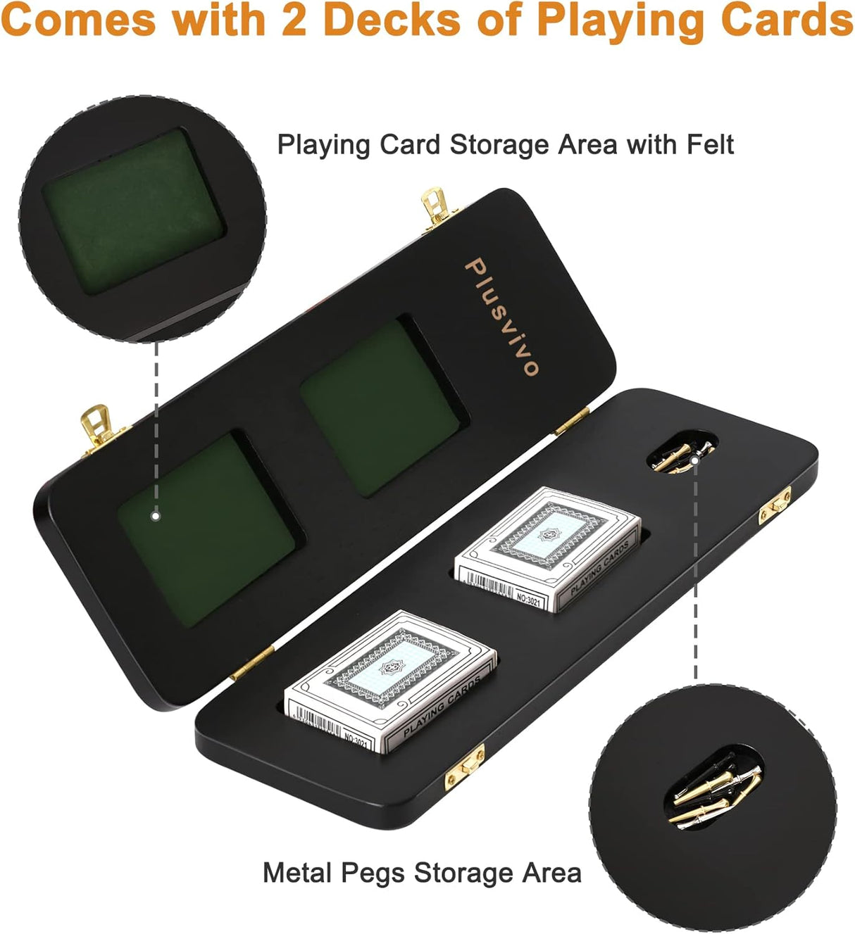 Juego de Cribbage Portátil con 3 Rutas y 9 Pegs, Juego de Mesa