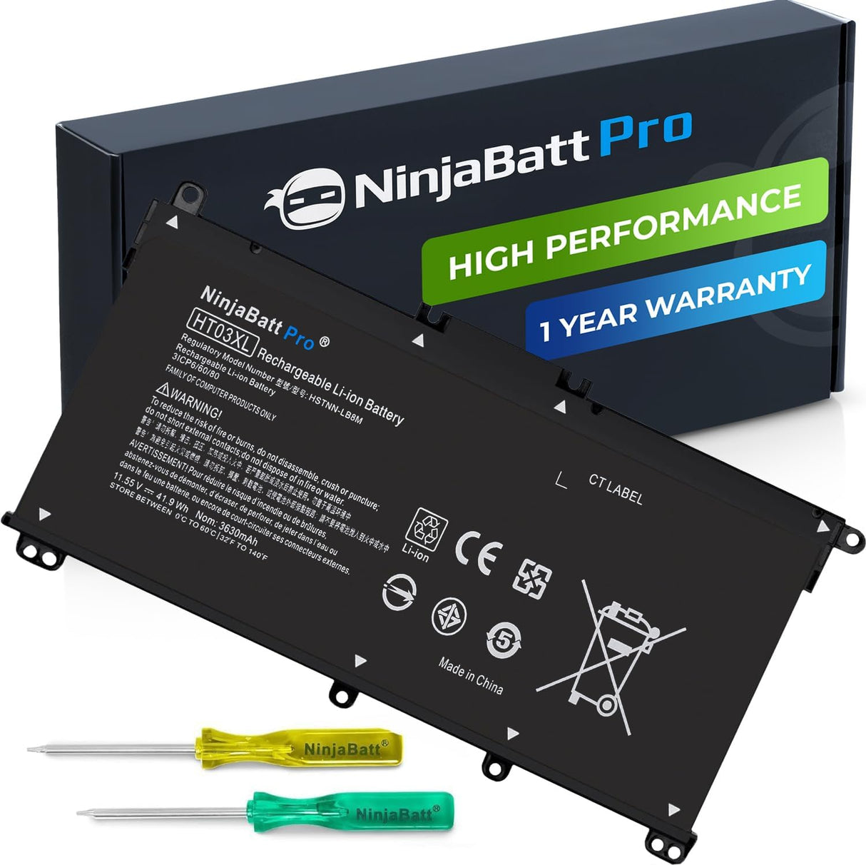 Batería duradera para HP Pavilion serie 15 HT03XL NinjaBatt