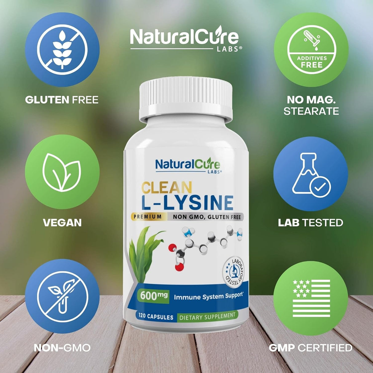 Suplemento Clean L-Lysine 600 mg 120 cápsulas Vegano