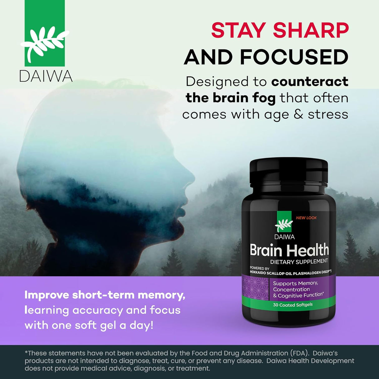 Suplemento Cerebral Daiwa - Plasmalógeno para Memoria 30/ct