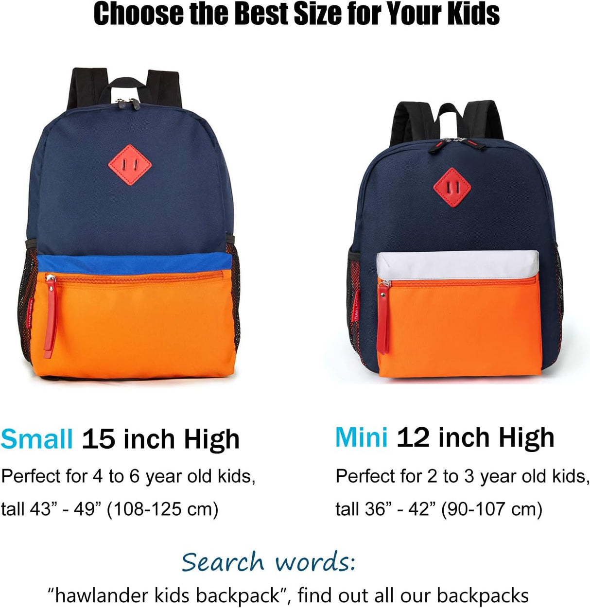 Morral o Mochila escolar para niños pequeños naranja y azul