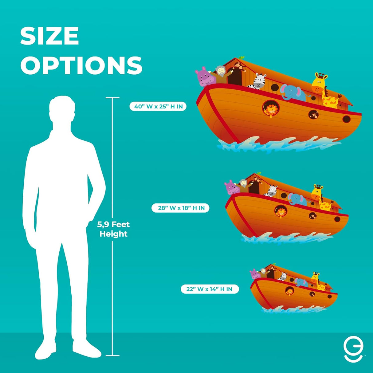 Decoración de Pared Arca de Noé, Religión, Animales, 28x18