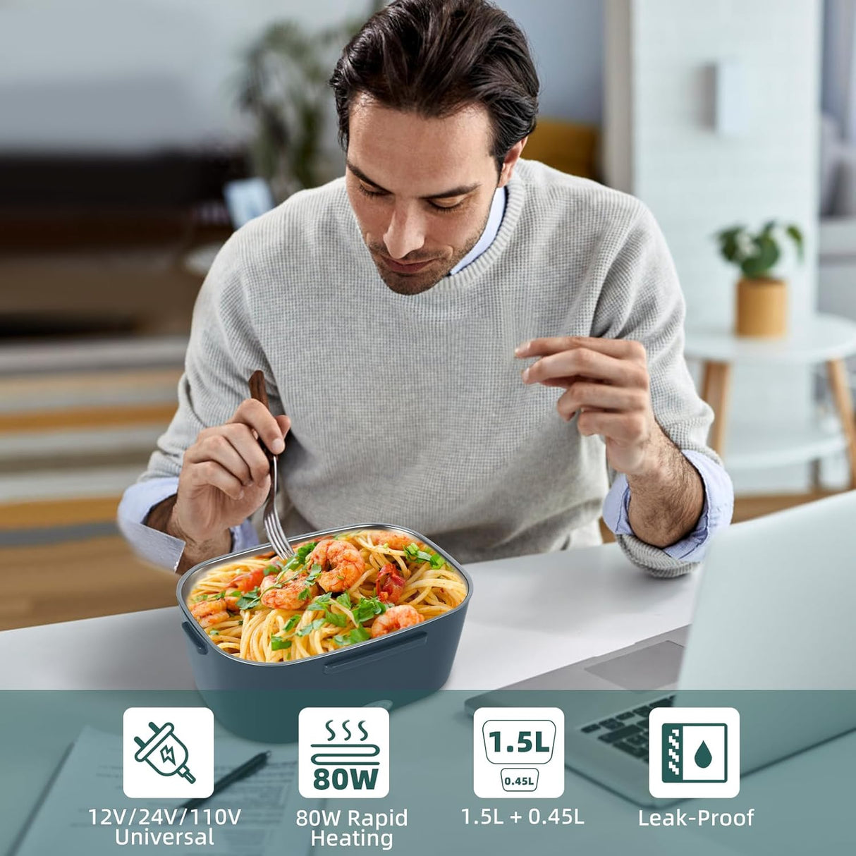 Calentador de Comida Eléctrico, portátil, 80W, 12V/24V/110V