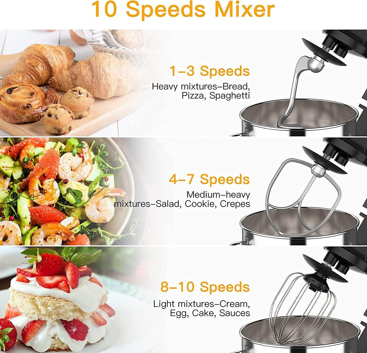 Batidora de pie 7.5 Qt, 300W, 10 velocidades, Tilt-Head.