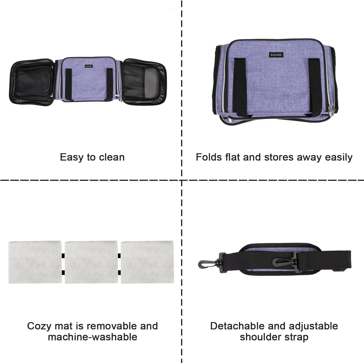 Transportín para mascotas BAGLHER, blando, expandible, modelo 2023
