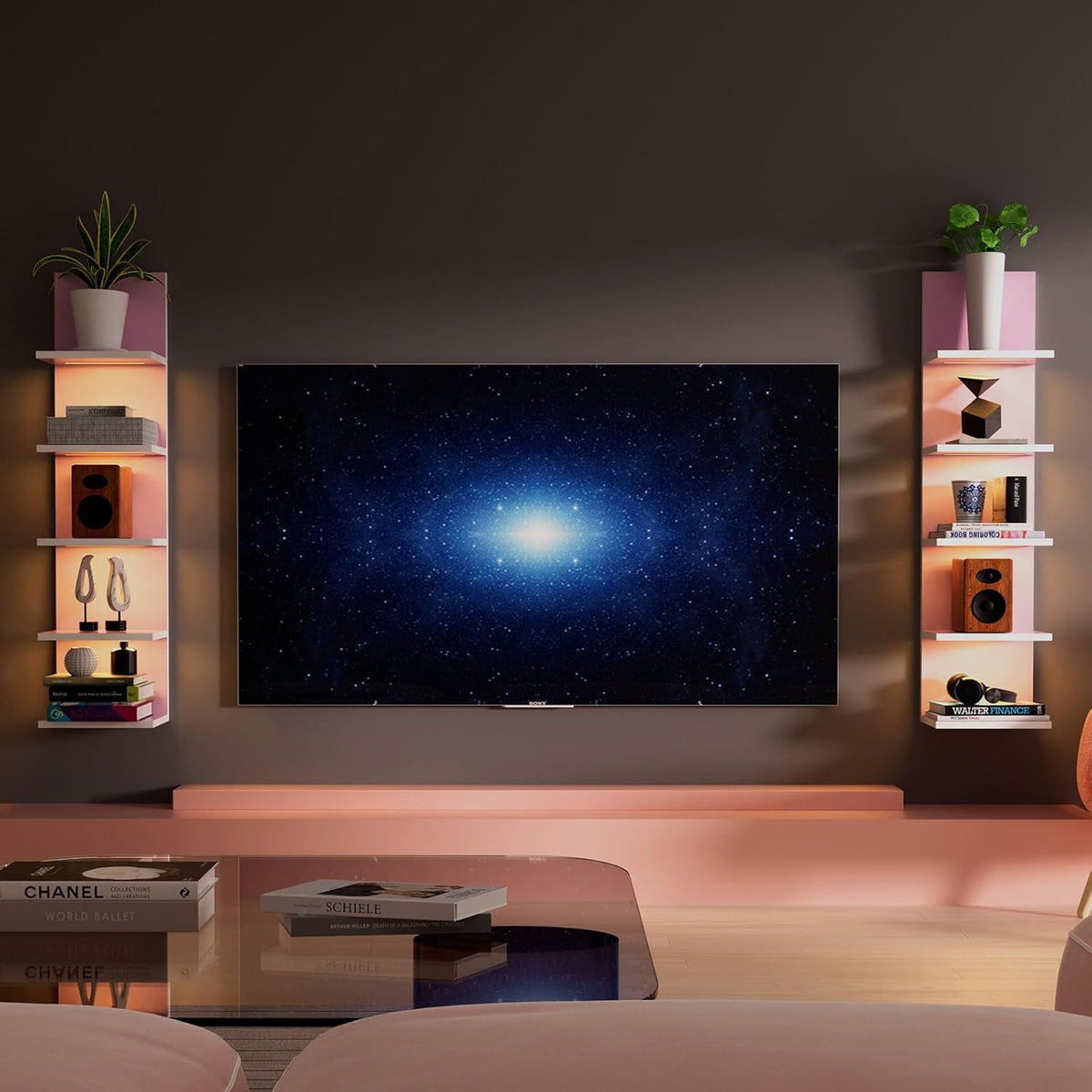 Estante Flotante 5 Niveles con Luz LED, Organizador Vertical