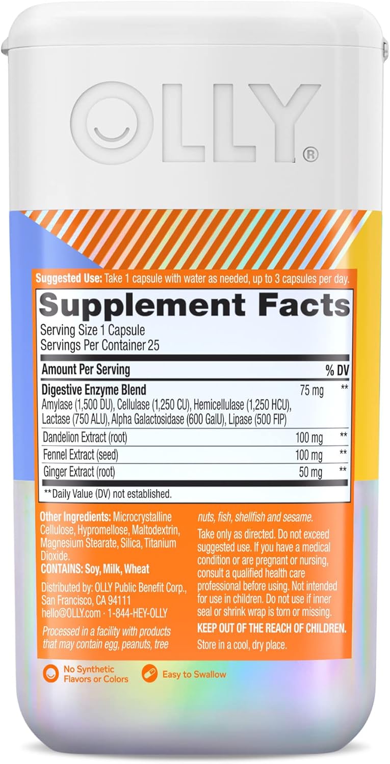 Suplemento OLLY Cápsulas veganas Beat The Bloat 25 unidades