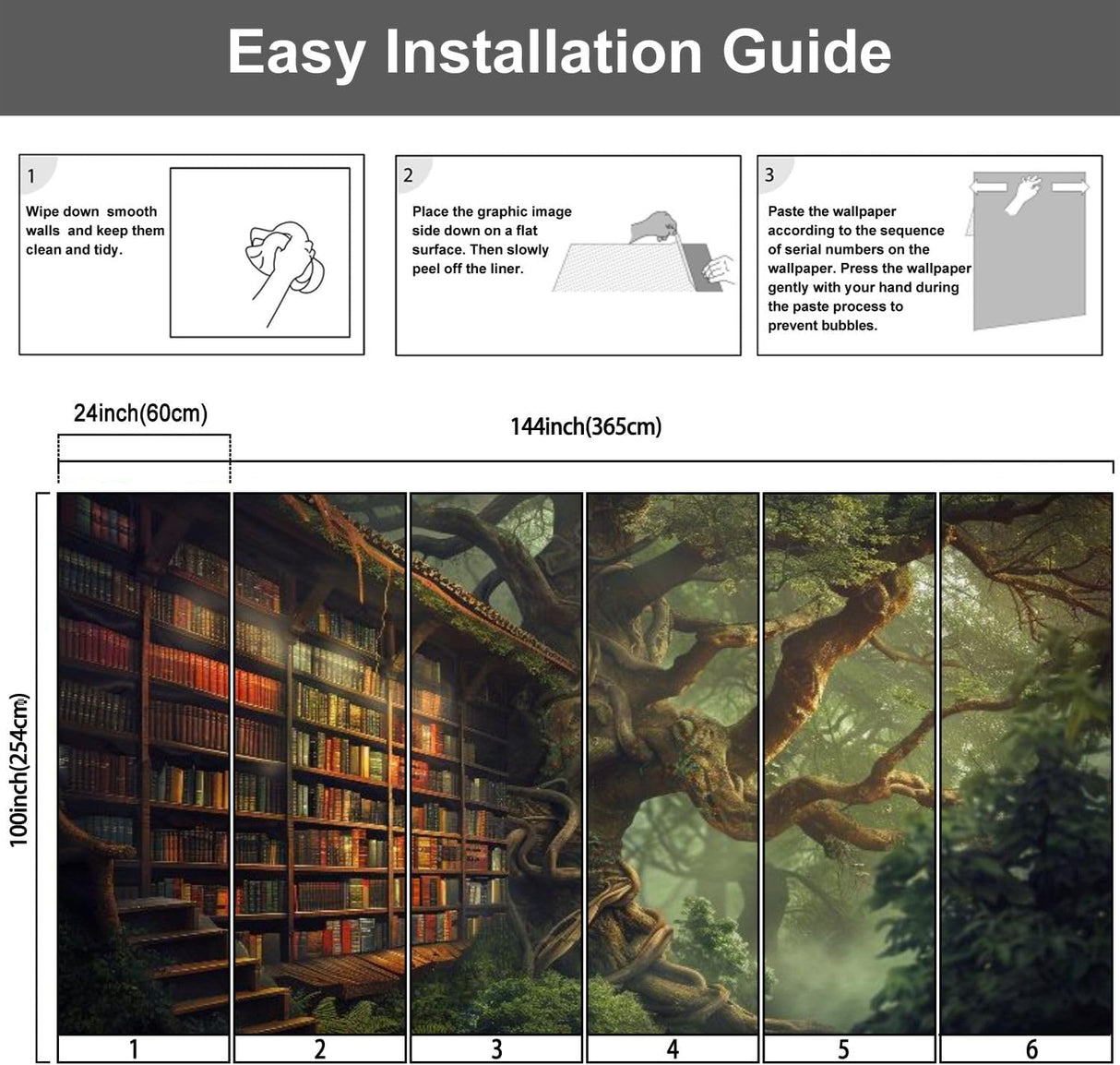 Mural de Pared 3D, Aventura en el Bosque, 100x144 pulgadas