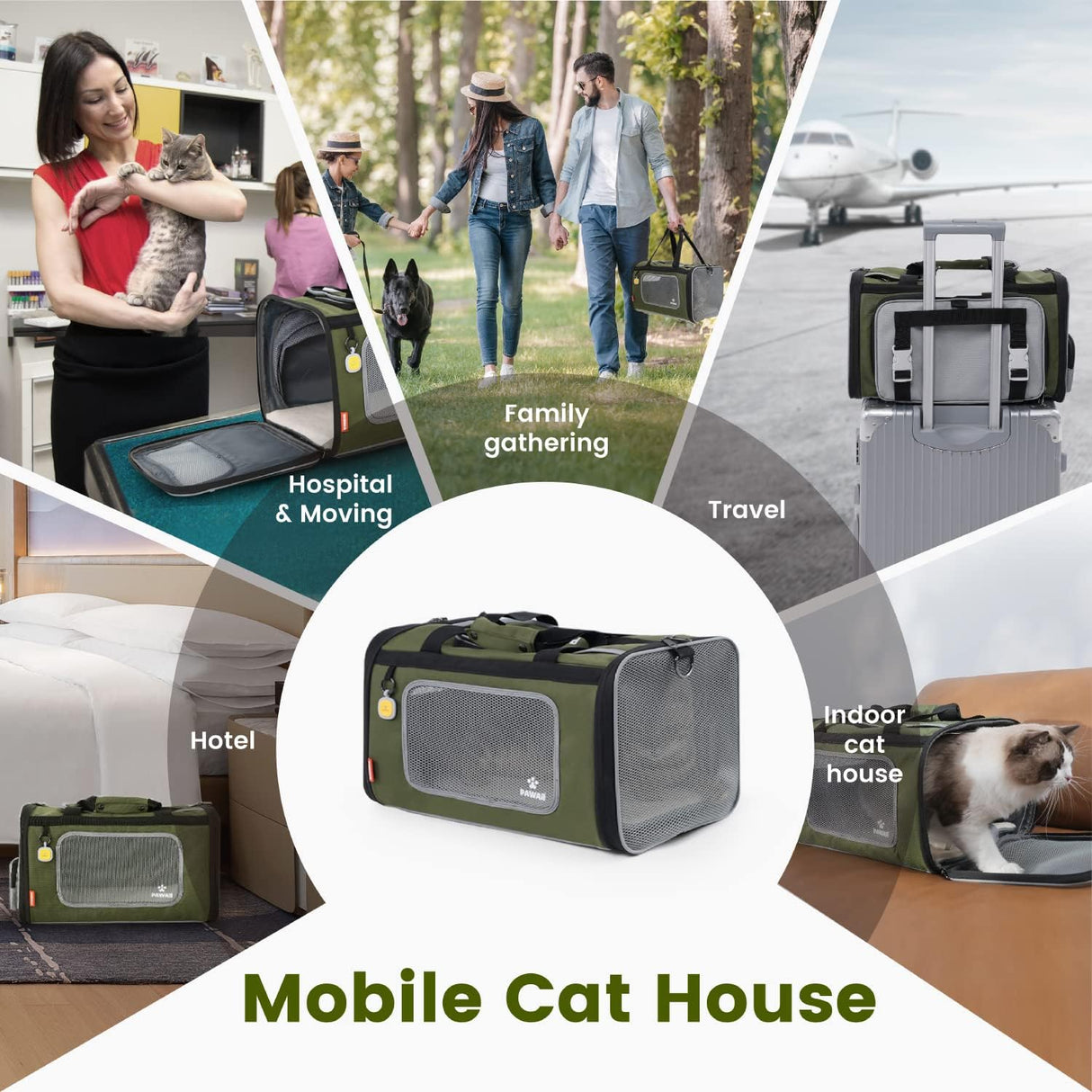 Transportadora de Mascotas Pawaii, Aprobada TSA, Suave y Plegable