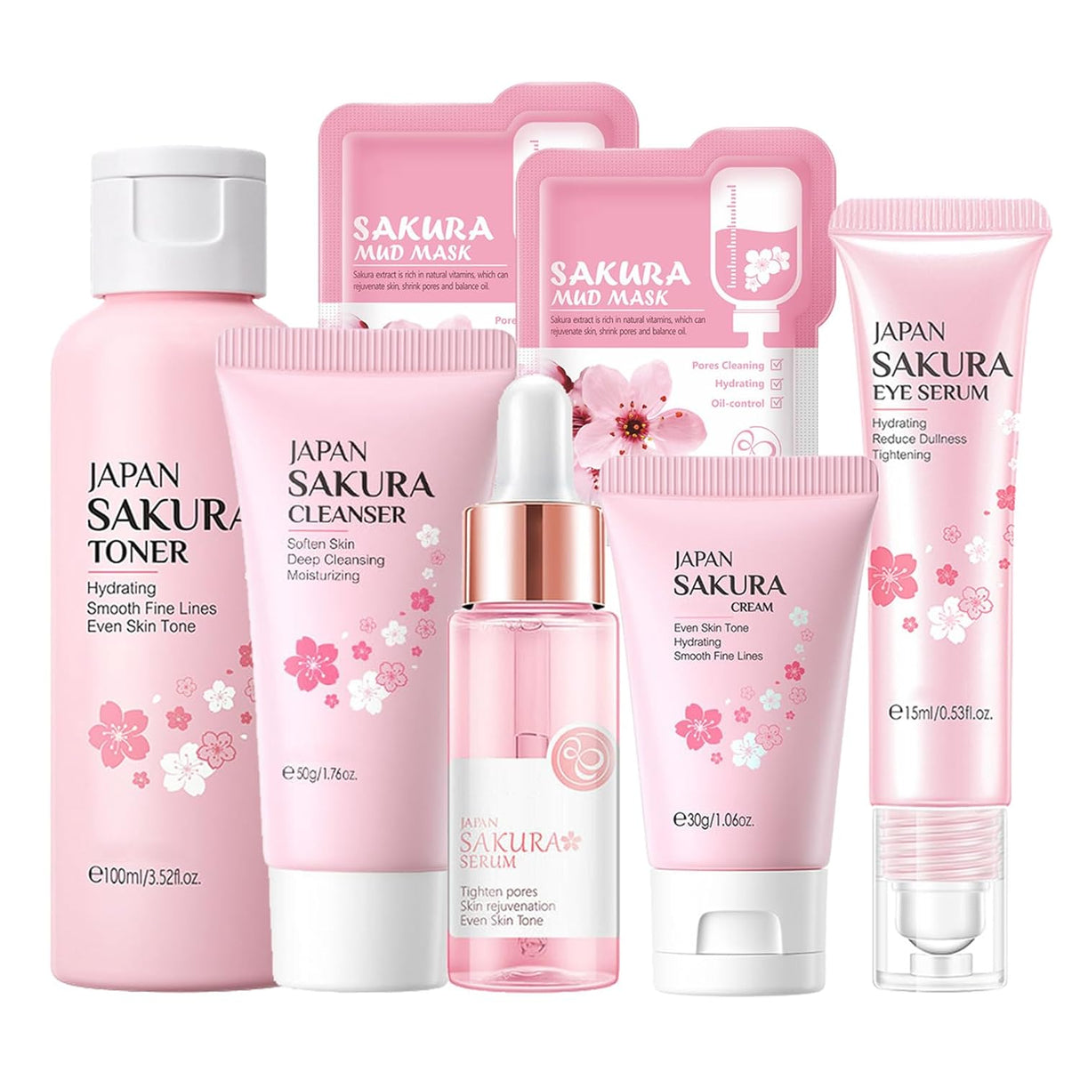 Kit Cuidado Piel Sakura Mujeres: Limpiador, Sérum, Crema