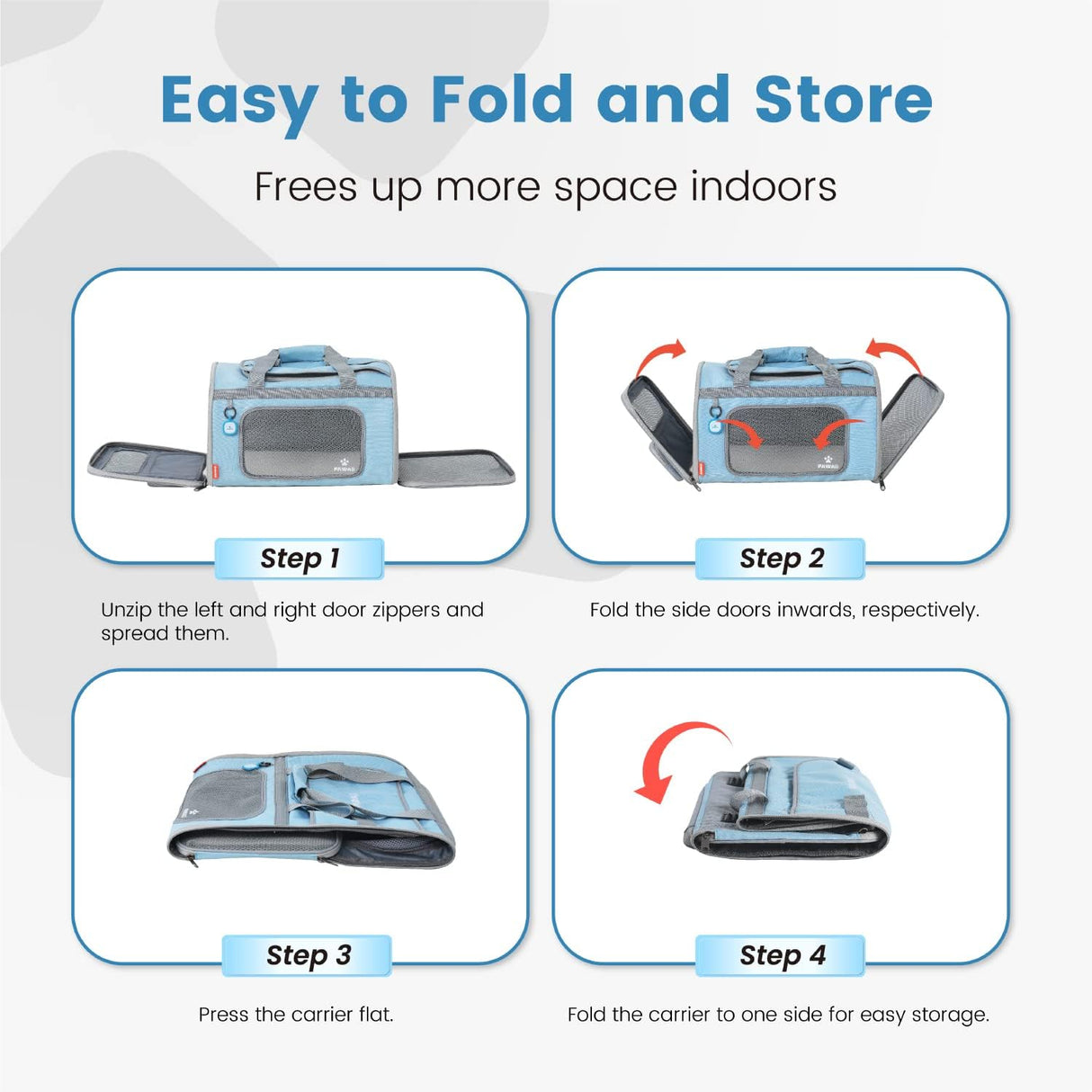 Transportadora de Mascotas Pawaii, Plegable y Cómoda