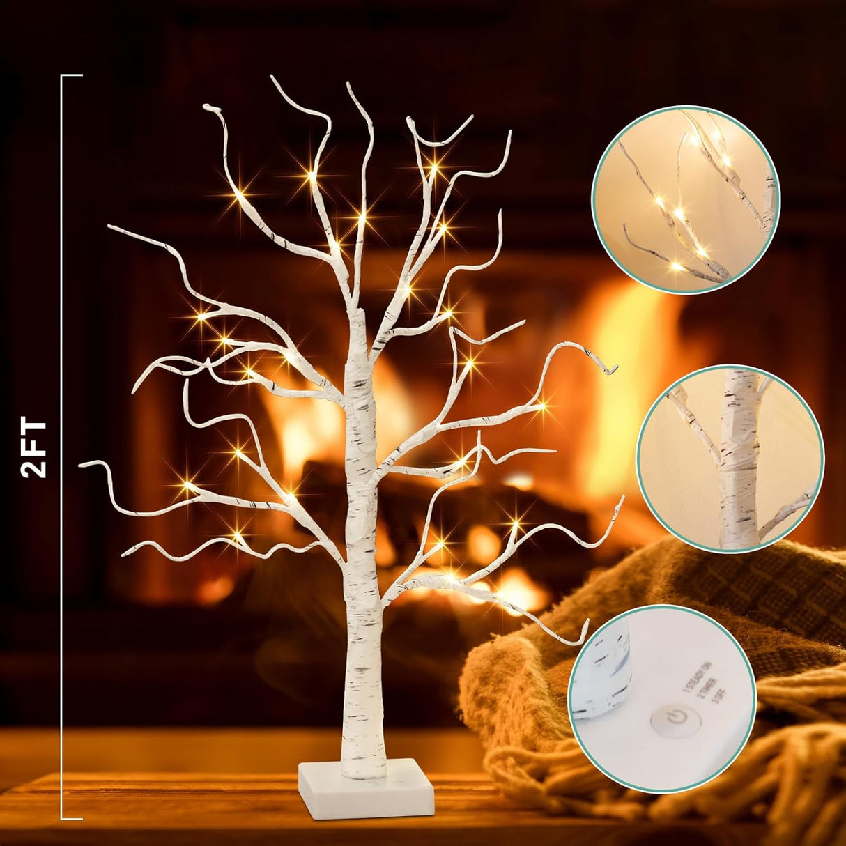 Árbol de Navidad iluminado, decoraciones con luces LED, 22