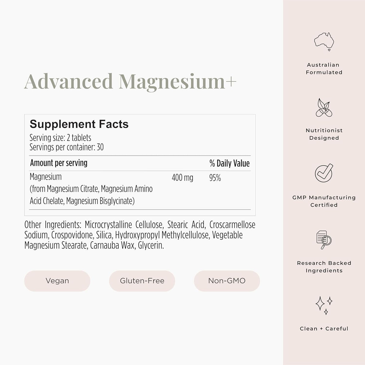 Suplemento de Magnesio Avanzado JSHealth, Relajación Muscular, 60 Tabletas